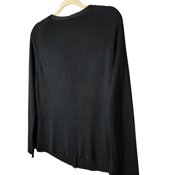 Laura Leigh Womens Black Silk Minimalist Business Casual Work Cardigan Sweater L - Picture 6 of 9